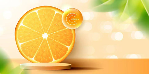 Orange slice with vitamin C symbol