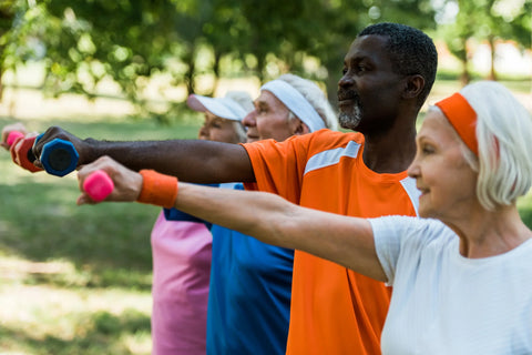 seniors exercising outdoors