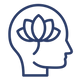 Outline of a head with a lotus flower inside on a white background