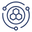 Icon of a hexagonal structure with circular connections on a white background