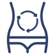 Outline of a waist with circular arrows indicating gut detox on a white background