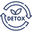 Detox icon with arrows circling a leaf on a white background