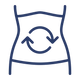 blue icon with arrows over stomach