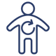 Outline of a person with an arrow indicating gut health and detoxification on a white background.