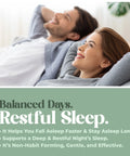 Couple lying on a couch with text about restful sleep