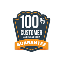 100% Customer Satisfaction Guarantee badge on a white background