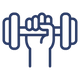 Outline of a dumbbell on a white background