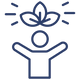 Outline of a person with a lotus flower above their head on a white background